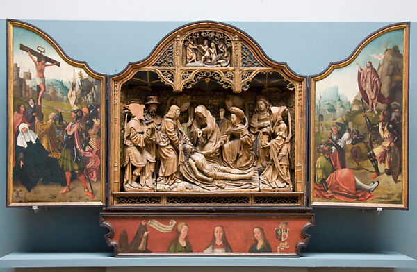 The Birth and Naming of Saint John the Baptist; (reverse) Trompe-l'oeil with Painting of The Man of Sorrows, Bernard van Orley (Netherlandish, Brussels ca. 1492–1541/42 Brussels), Oil on wood