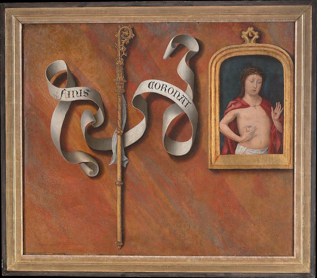 The Birth and Naming of Saint John the Baptist; (reverse) Trompe-l'oeil with Painting of The Man of Sorrows, Bernard van Orley (Netherlandish, Brussels ca. 1492–1541/42 Brussels), Oil on wood