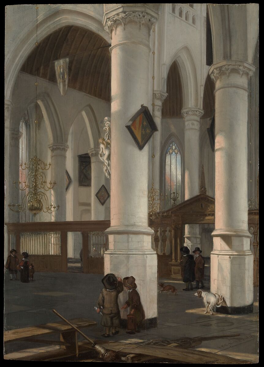 Interior of the Oude Kerk, Delft, Emanuel de Witte (Dutch, Alkmaar ca. 1616–1692 Amsterdam), Oil on wood 