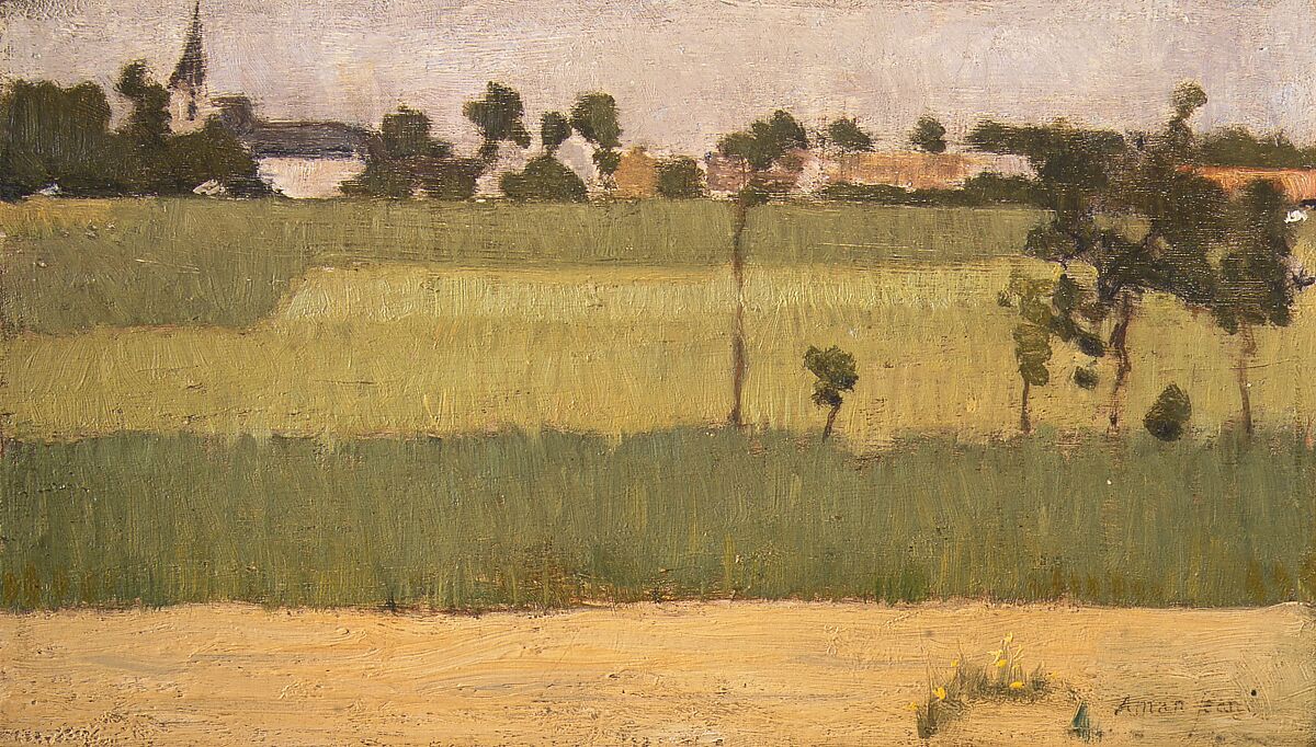 The Outskirts of a Village, Edmond-François Aman-Jean (French, Chevry-Cossigny 1858–1936 Paris), Oil on panel 