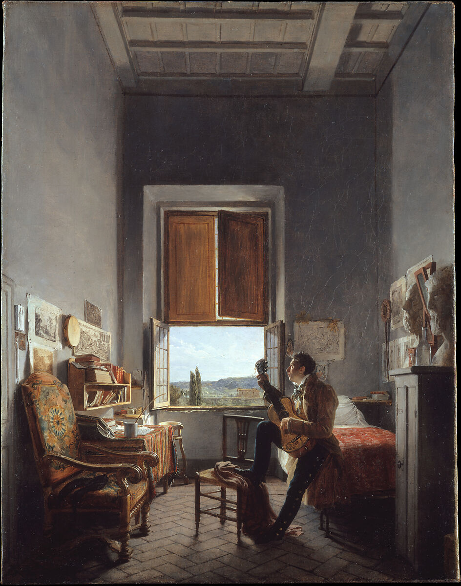 Léon Pallière (1787–1820) in His Room at the Villa Medici, Rome, Jean Alaux  French, Oil on canvas