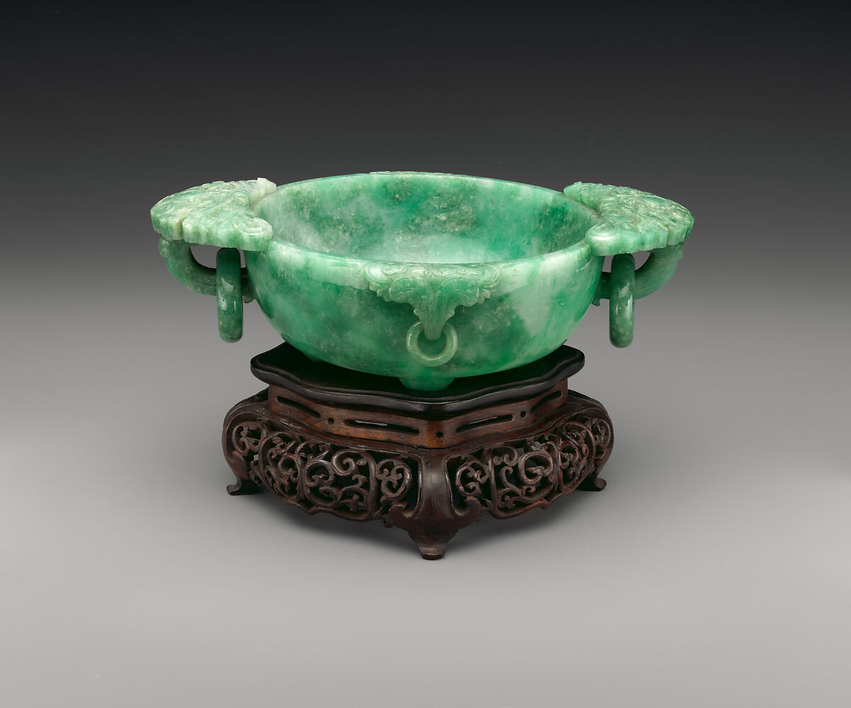 Bowl with Loop Handles, Jadeite, China
