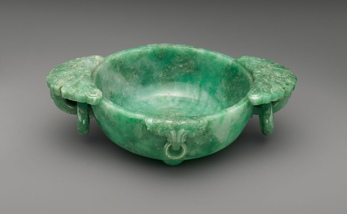 Bowl with Loop Handles, Jadeite, China