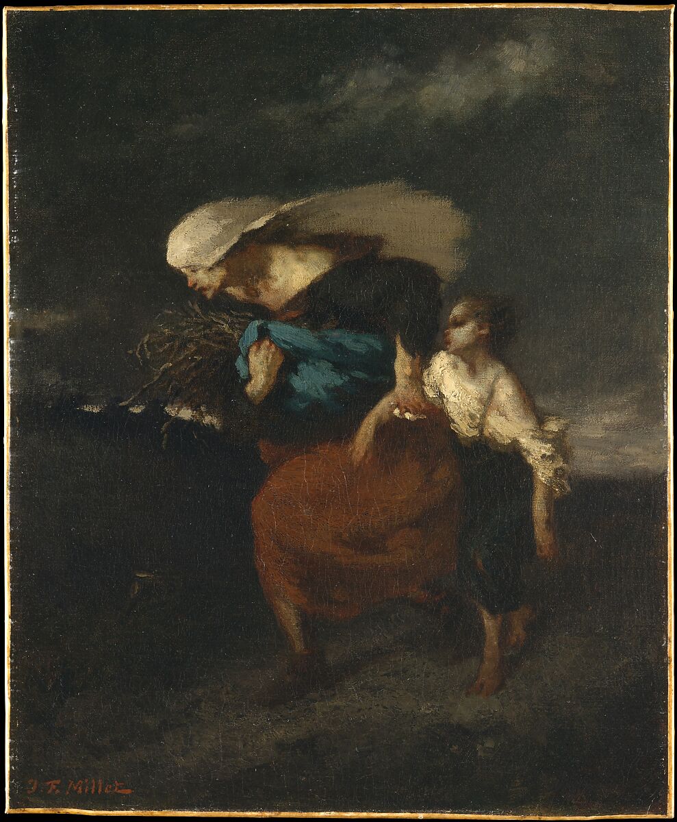 Retreat from the Storm, Jean-François Millet (French, Gruchy 1814–1875 Barbizon), Oil on canvas 