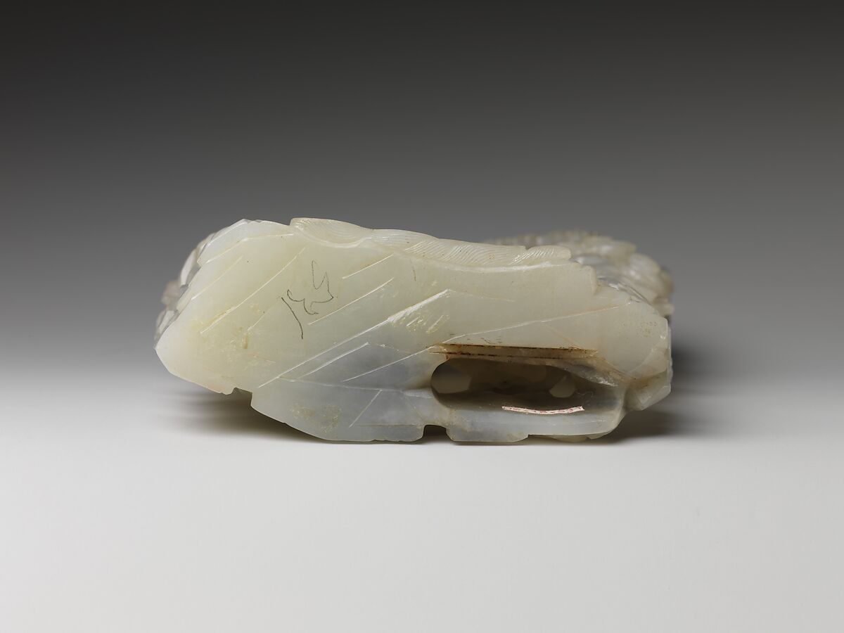 Mountain scene in the form of pine, cranes, and immortals, Jade (nephrite), China