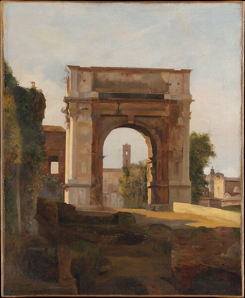 The Arch of Titus and the Forum, Rome, French Painter (early 19th century), Oil on canvas 