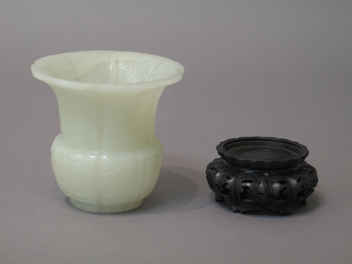 Vase, Nephrite, white with very light greenish tint, China