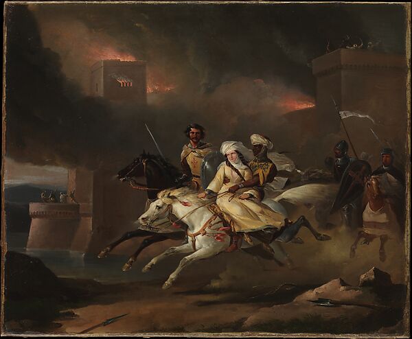 The Abduction of Rebecca by a Knight Templar, Attributed to Léon Cogniet (French, Paris 1794–1880 Paris), Oil on canvas 