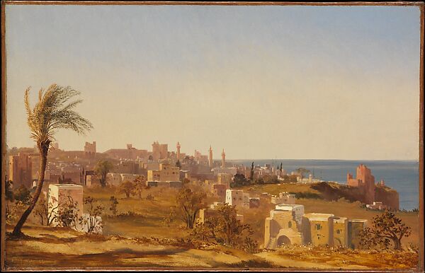 View of Beirut, Jules Coignet (French, Paris 1798–1860 Paris), Oil on paper, laid down on canvas 