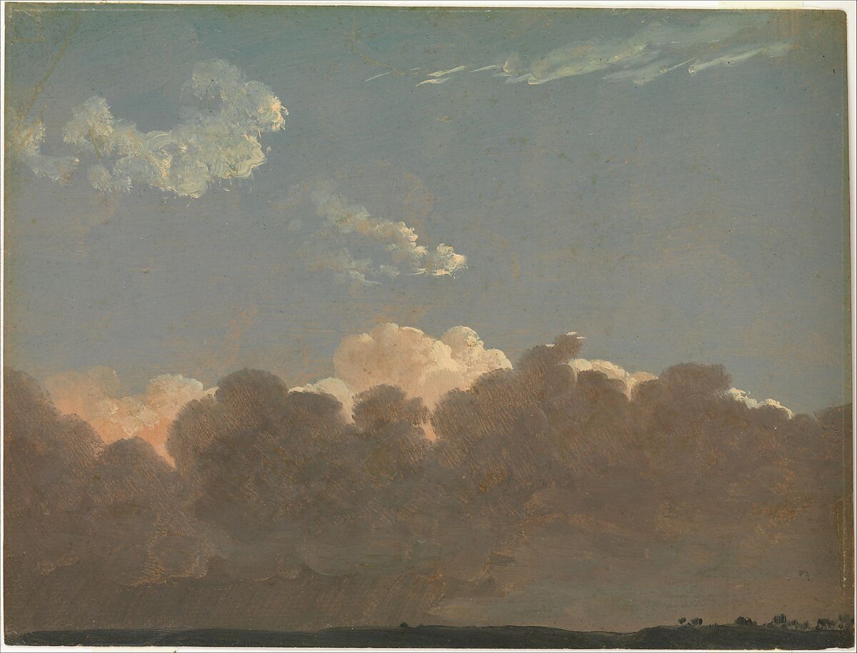 Cloud Study (Distant Storm), Simon Denis (Flemish, Antwerp 1755–1813 Naples), Oil on paper 
