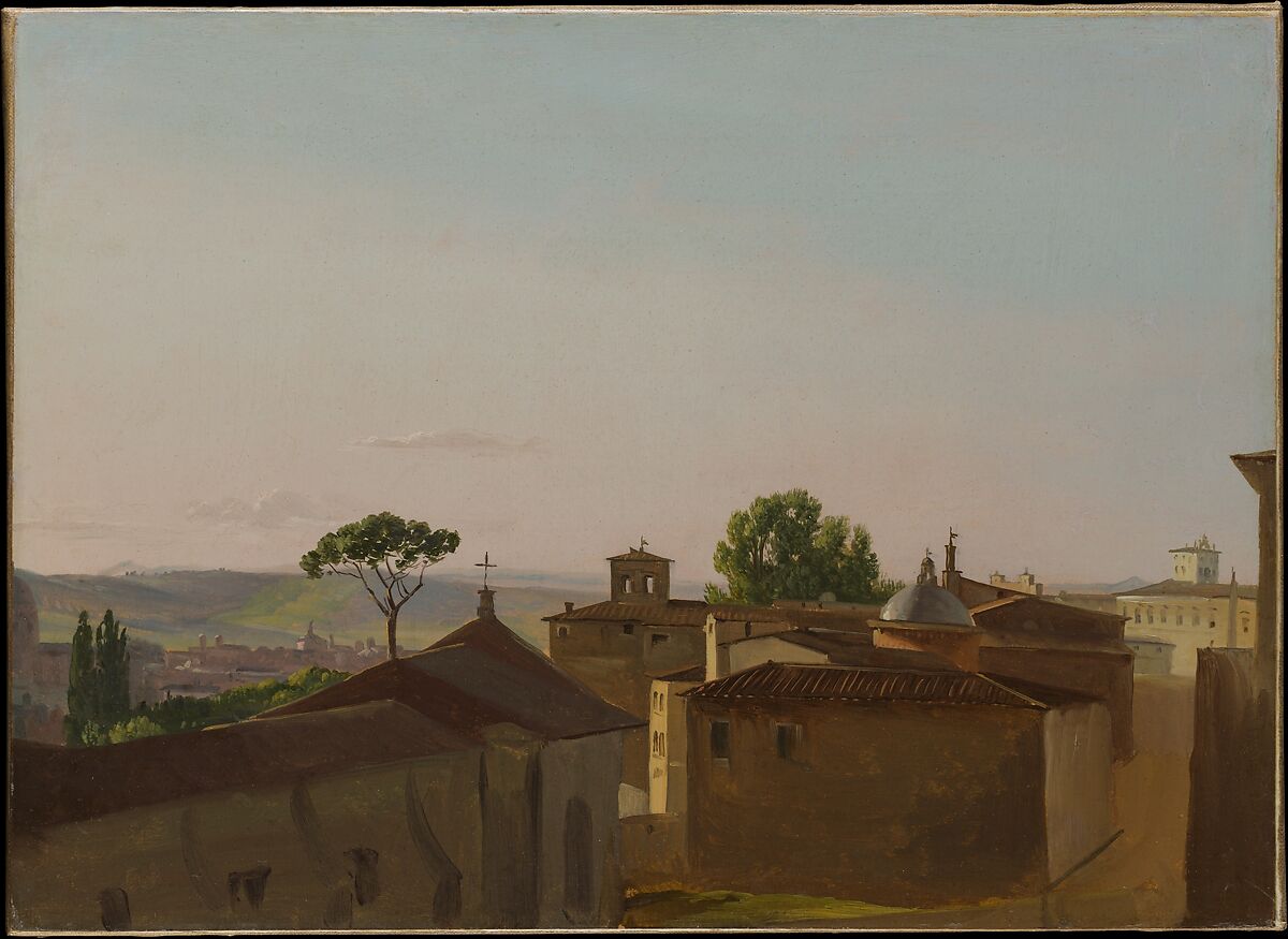 View on the Quirinal Hill, Rome, Simon Denis  Flemish, Oil on paper, laid down on canvas