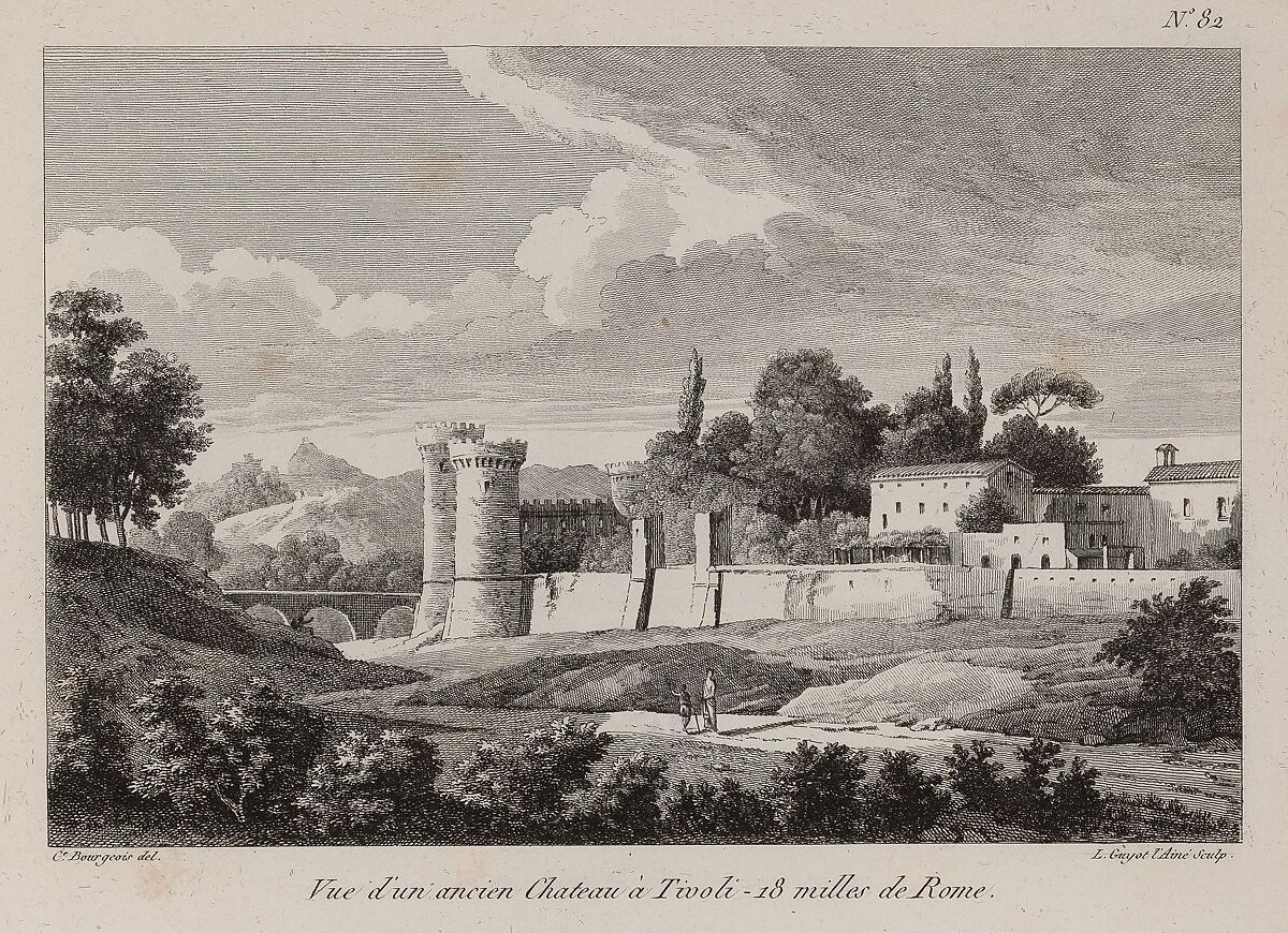 Fortified Wall at Tivoli, Simon Denis (Flemish, Antwerp 1755–1813 Naples), Oil on paper, laid down on wood