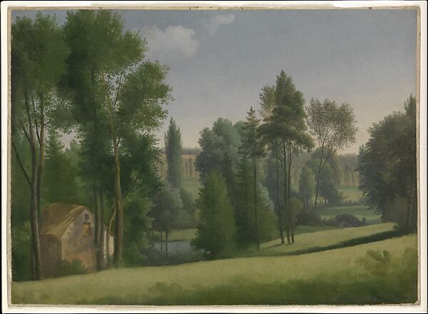 View in a Park, Alexandre Hyacinthe Dunouy  French, Oil on paper, laid down on ledger paper