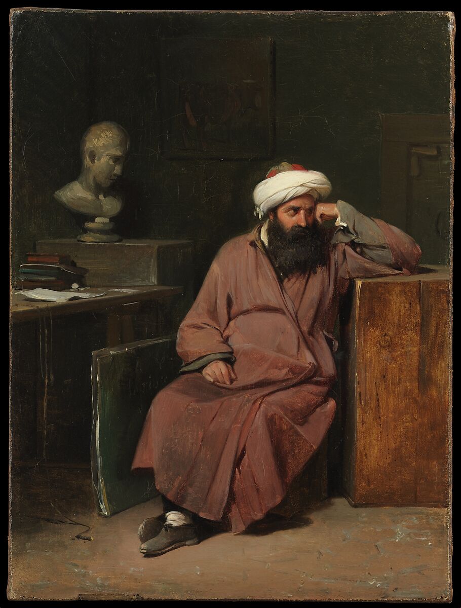 A Man from the Middle East in the Artist's Studio, Auguste-Xavier Leprince (French, Paris 1799–1826 Nice), Oil on canvas 