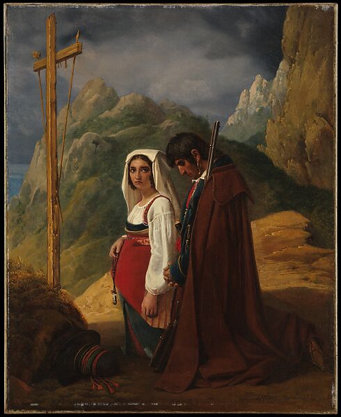 Brigand and His Wife in Prayer, Léopold Robert (Swiss, Eplatures 1794–1835 Venice), Oil on canvas 