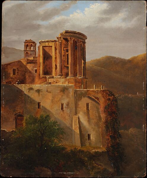 The Temple of Vesta, Tivoli, ? French Painter (early 19th century), Oil on board (laminated wood and straw pulp board) 
