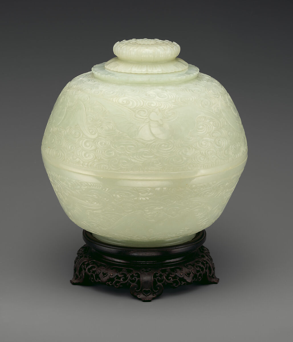 Bowl and cover, Nephrite, white with very light greenish tint, China