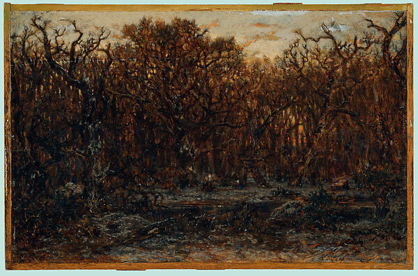 The Forest in Winter at Sunset, Théodore Rousseau (French, Paris 1812–1867 Barbizon), Oil on canvas