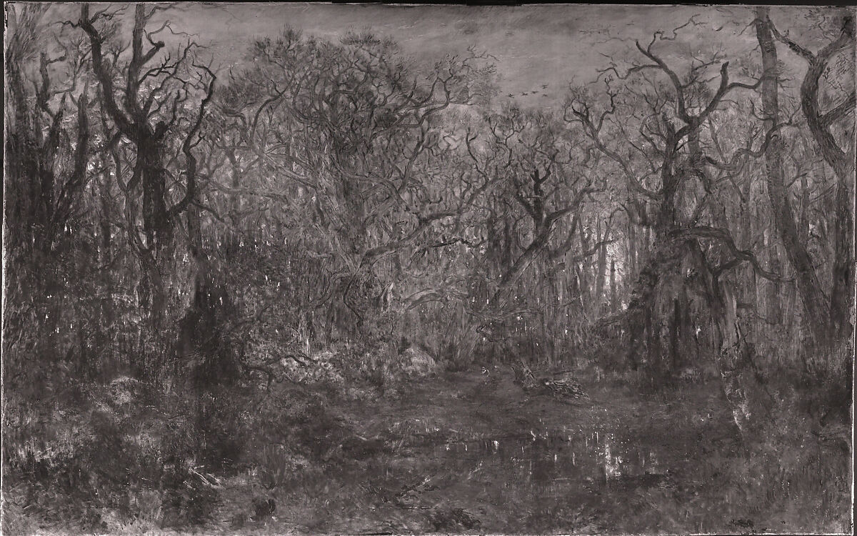 The Forest in Winter at Sunset, Théodore Rousseau (French, Paris 1812–1867 Barbizon), Oil on canvas