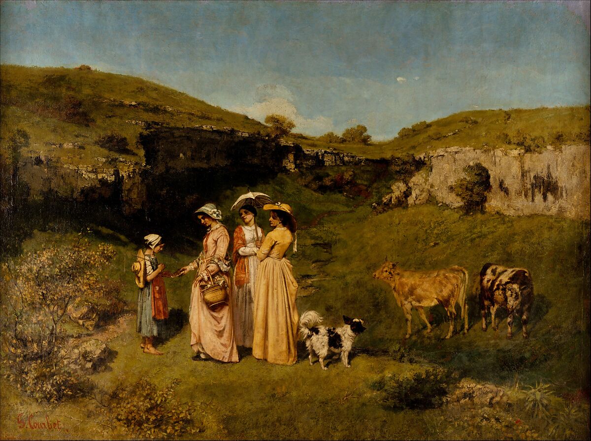 Young Ladies of the Village, Gustave Courbet (French, Ornans 1819–1877 La Tour-de-Peilz), Oil on canvas 