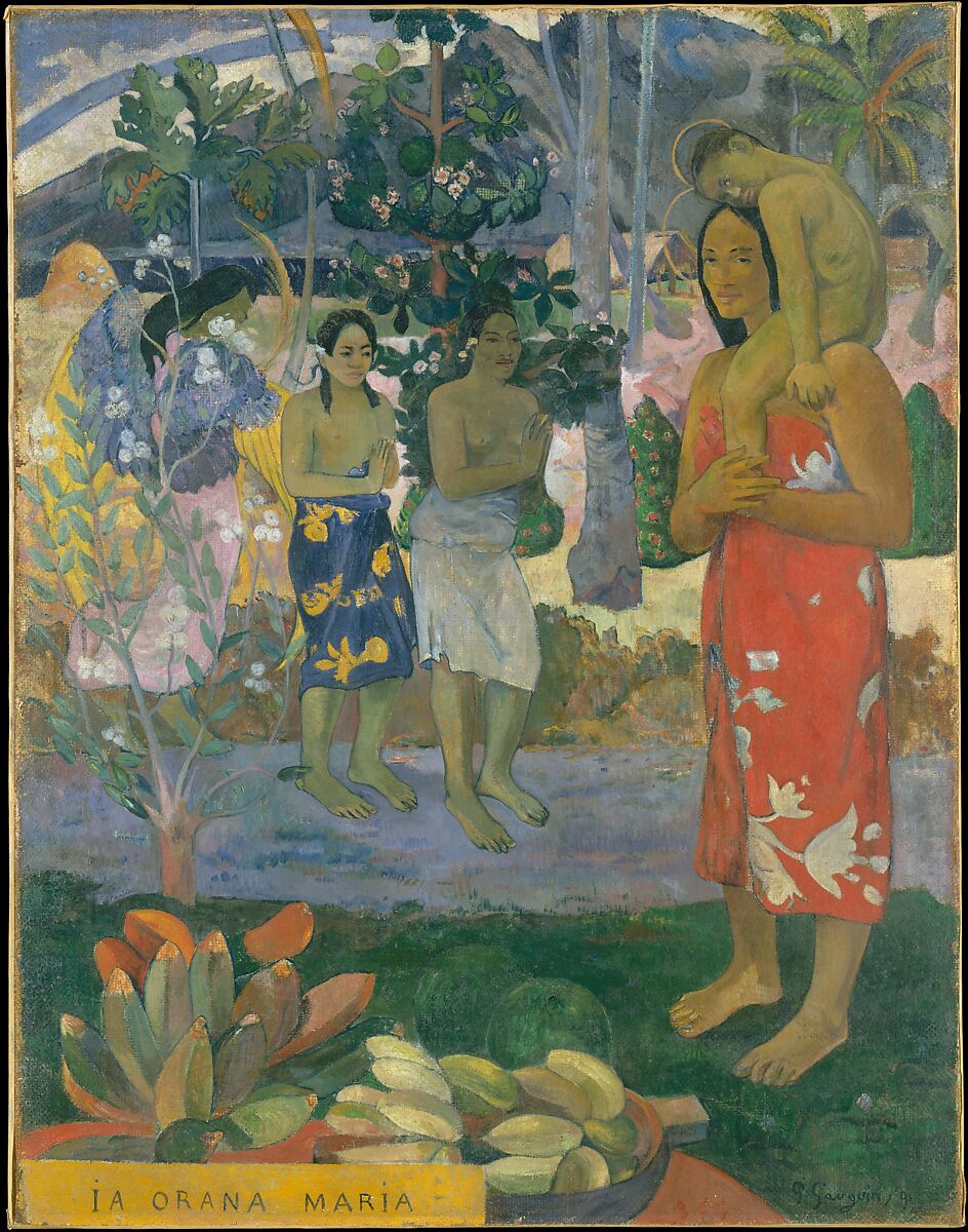 Ia Orana Maria (Hail Mary), Paul Gauguin (French, Paris 1848–1903 Atuona, Hiva Oa, Marquesas Islands), Oil on canvas 