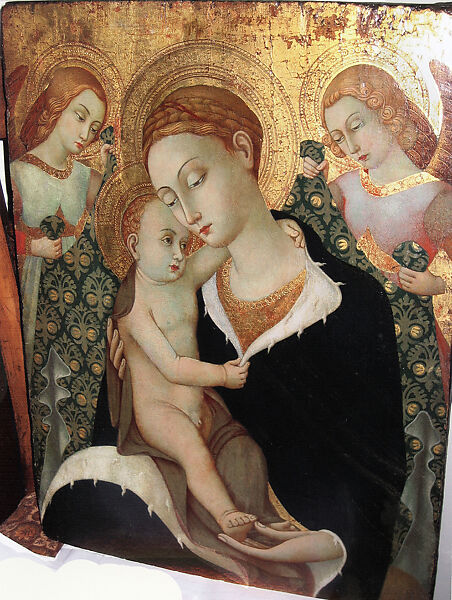 Madonna and Child with Two Angels, Umberto Giunti (Italian, 1866–1970), Tempera and gold on wood 