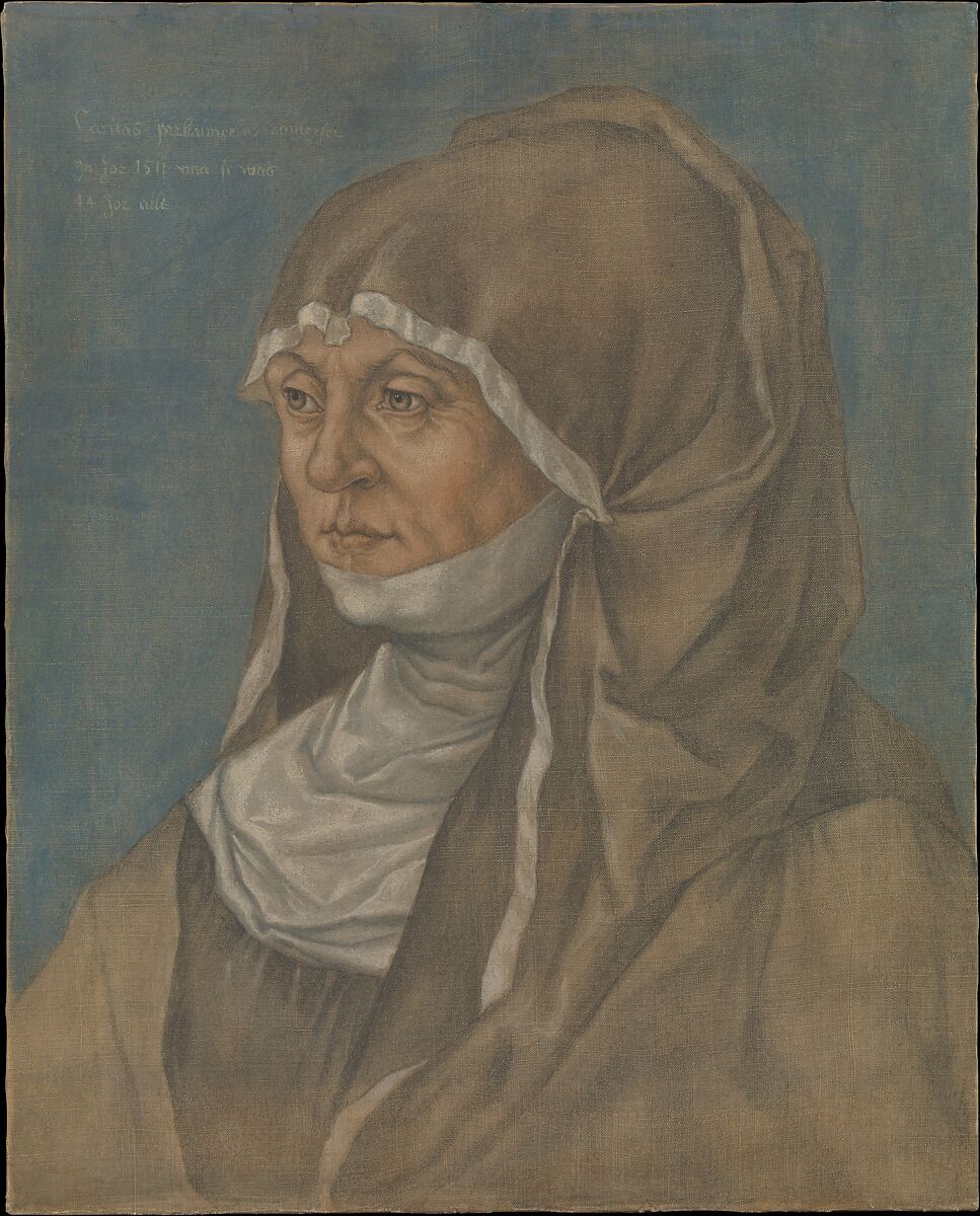 Portrait of a Woman, Said to Be Caritas Pirckheimer (1467–1532), Imitator of Albrecht Dürer (20th century), Oil on linen 