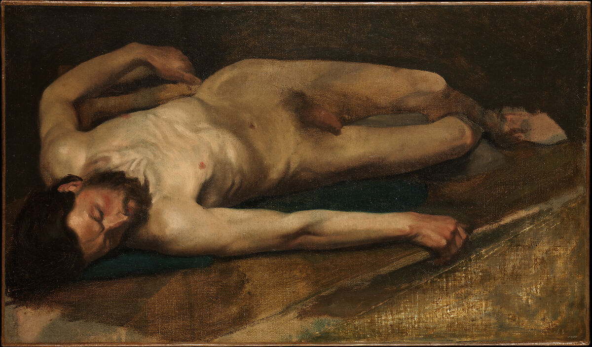 Male Nude, Edgar Degas (French, Paris 1834–1917 Paris), Oil on canvas 