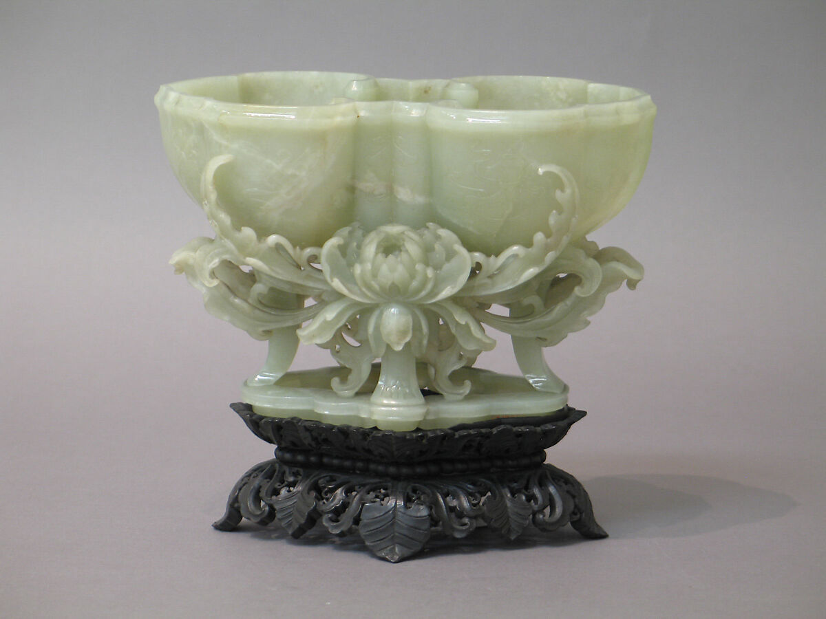 Incense burner, Nephrite, light greenish-grey, China 