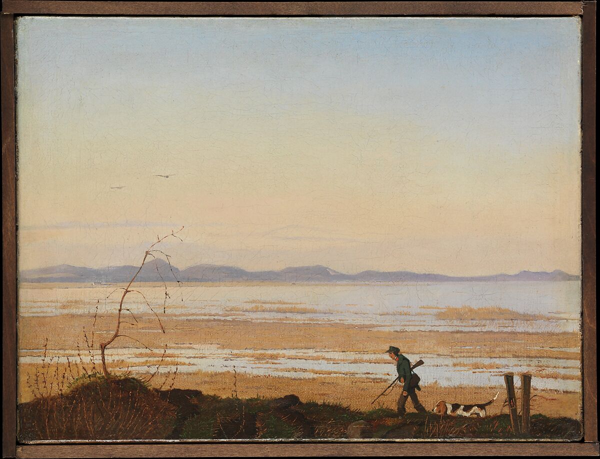 An Evening beside Lake Arresø, Johan Thomas Lundbye (Danish, Kalundborg 1818–1848 Bedsted), Oil on canvas 