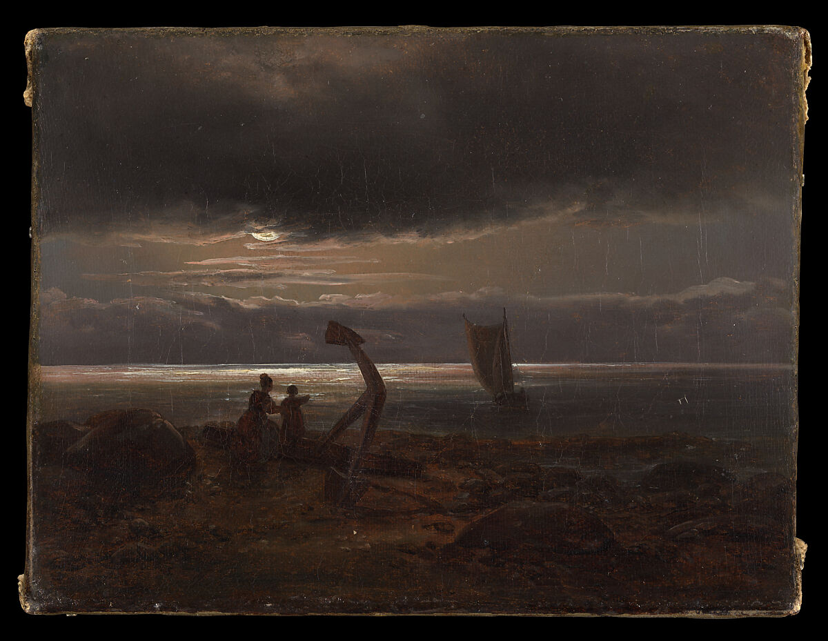 Mother and Child by the Sea, Johan Christian Dahl (Norwegian, Bergen 1788–1857 Dresden), Oil on canvas 
