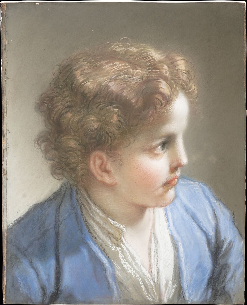 Study of a Boy in a Blue Jacket, Benedetto Luti  Italian, Pastel and chalk on blue laid paper, laid down on paste paper