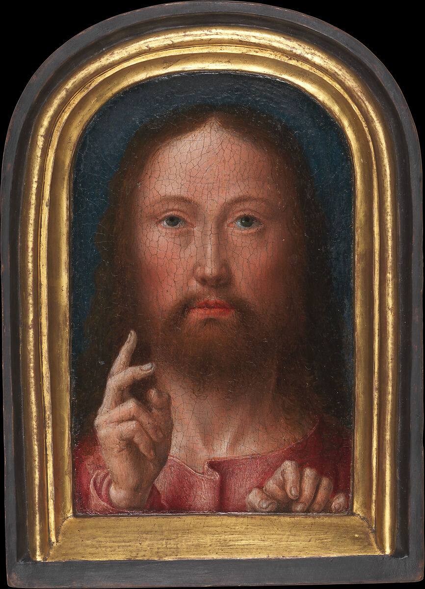 Christ Blessing, Gerard David (Netherlandish, Oudewater ca. 1455–1523 Bruges), Oil on wood 