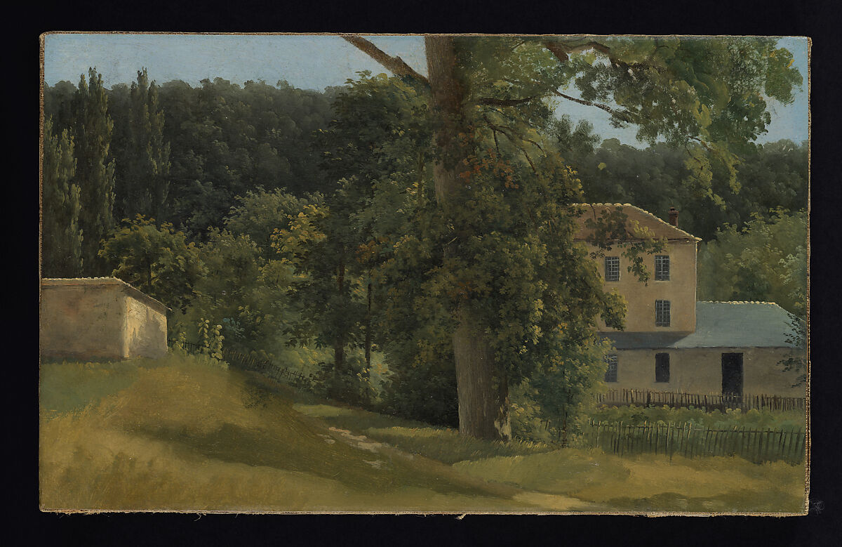 View of a Farm in the Île-de-France, Joseph Bidauld (French, Carpentras 1758–1846 Montmorency), Oil on paper, laid down on canvas 