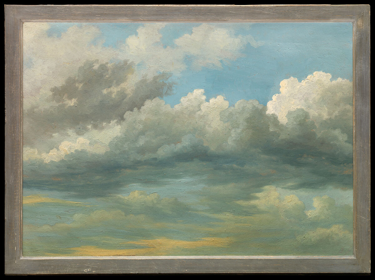 Cloud Study, Jean-Michel Cels (Belgian, The Hague 1819–1894 Brussels), Oil on cardboard 