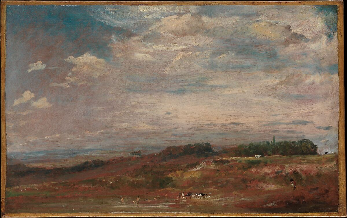 Hampstead Heath with Bathers, John Constable (British, East Bergholt 1776–1837 Hampstead), Oil on canvas 