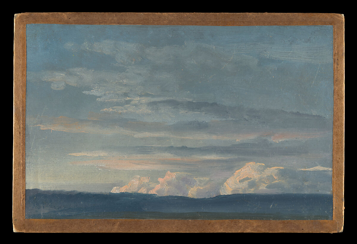 Cloud Study, Johan Christian Dahl (Norwegian, Bergen 1788–1857 Dresden), Oil on paper, laid down on cardboard 