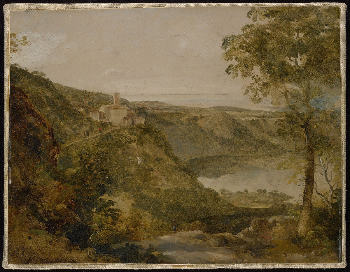 Nemi, Johann Georg von Dillis (German, Grüngiebing 1759–1841 Munich), Oil on paper, laid down on canvas 