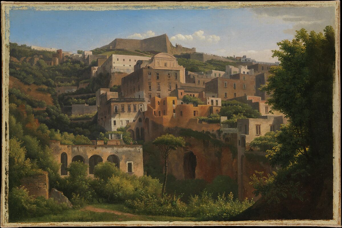 Castel Sant'Elmo from Chiaia, Naples, Alexandre Hyacinthe Dunouy (French, Paris 1757–1841 Jouy-en-Josas), Oil on paper, laid down on canvas 