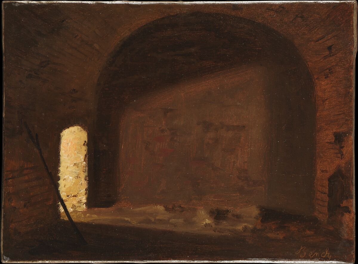 Study of Light in a Vaulted Interior, Wilhelm Bendz (Danish, Odense 1804–1832 Vicenza), Oil on paper, laid down on canvas 