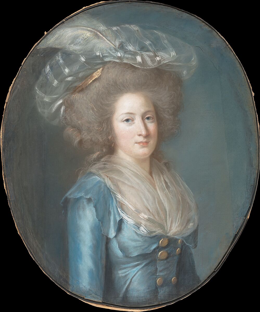 Madame Elisabeth de France (1764–1794), Adélaïde Labille-Guiard (French, Paris 1749–1803 Paris), Pastel on blue paper, seven sheets joined, laid down on canvas 