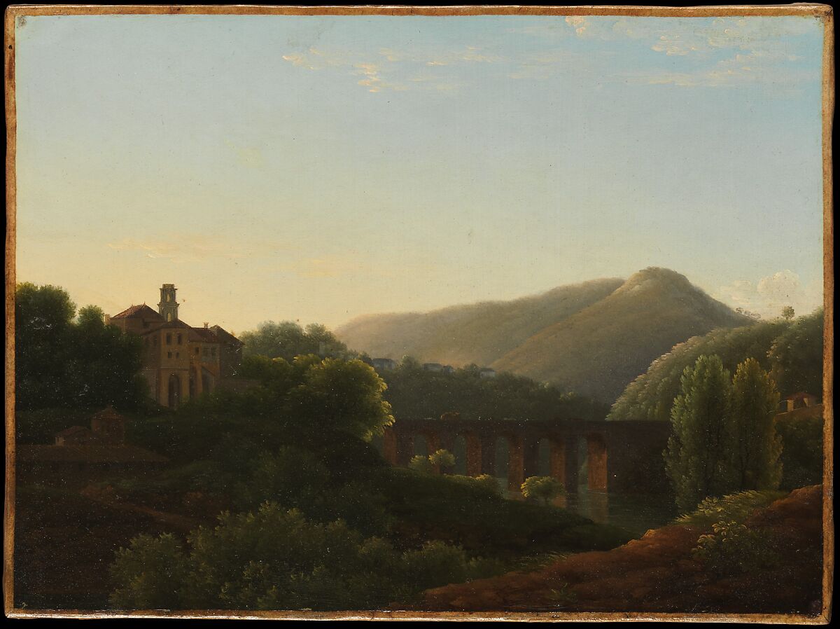 The Bridge at La Cava, Kingdom of Naples, Joseph Bidauld (French, Carpentras 1758–1846 Montmorency), Oil on paper, laid down on canvas 