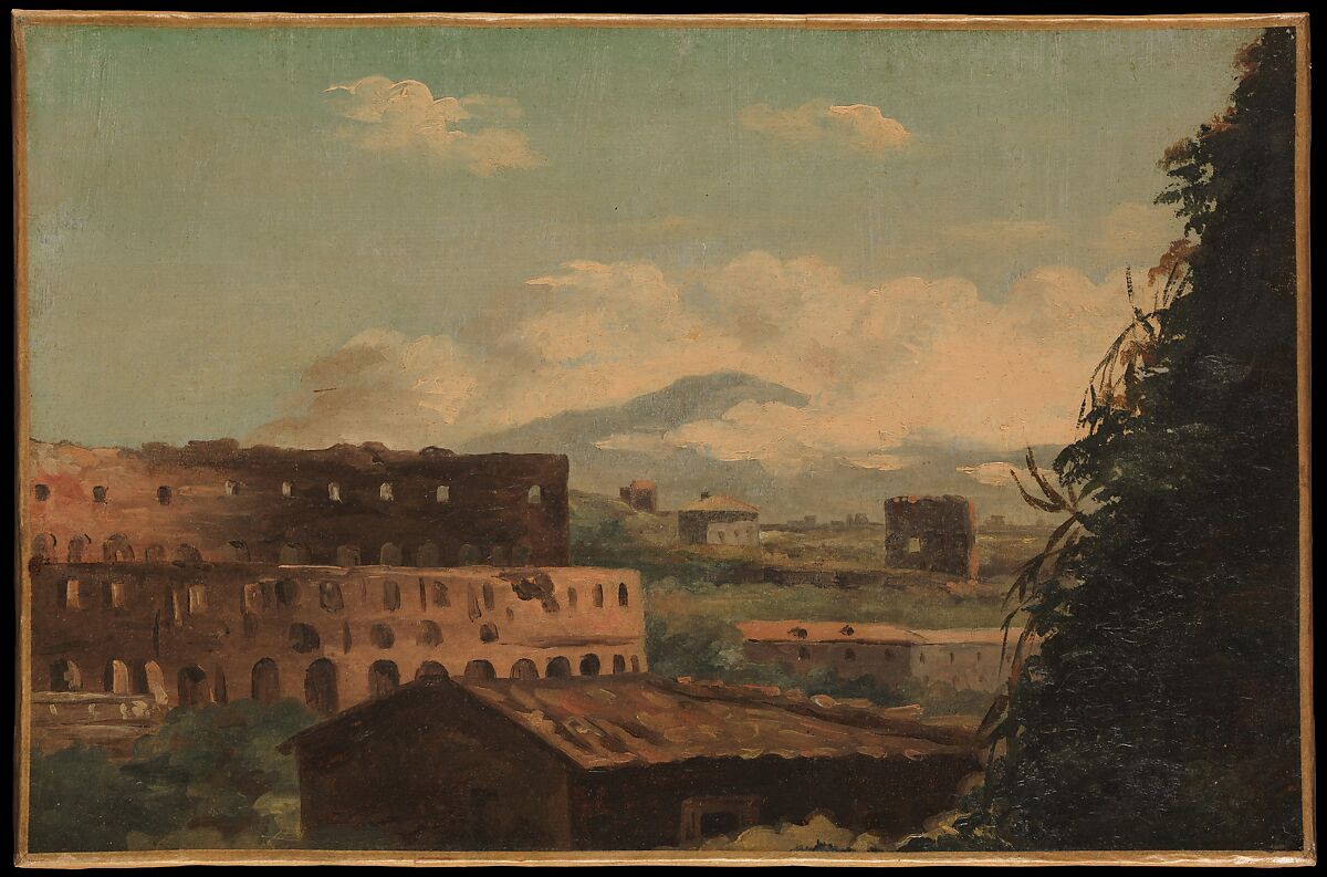 View of the Colosseum, Rome, Pierre Henri de Valenciennes (French, Toulouse 1750–1819 Paris), Oil on board 