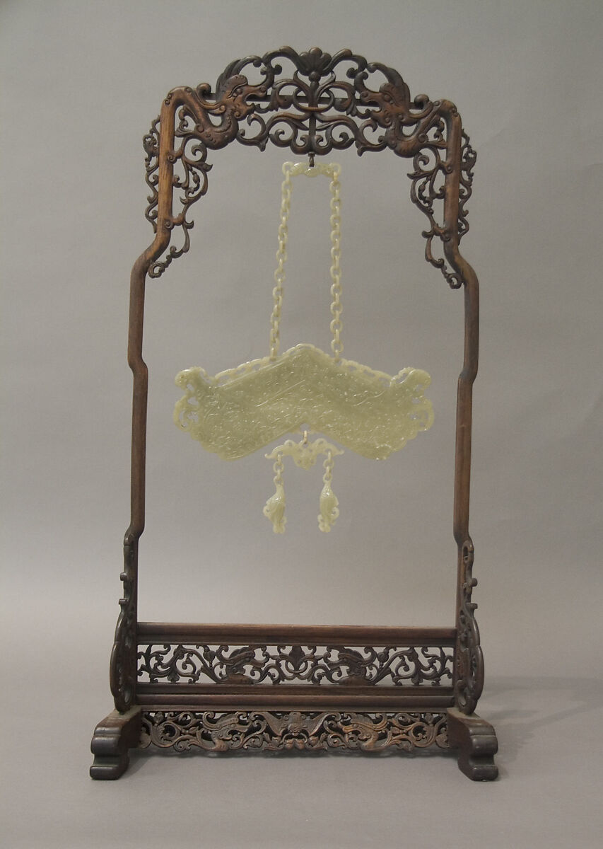 Musical Stone with Theme of the "Hundred Antiques", Jade, China