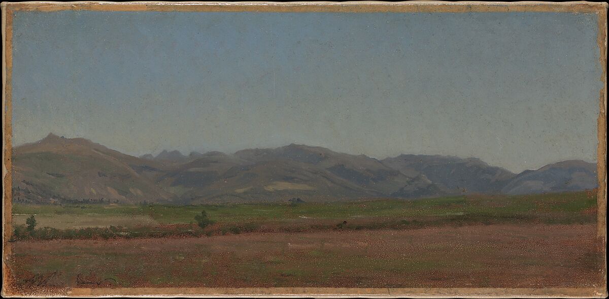 Landscape with Distant Mountains, Auguste-François Bonheur (French, Bordeaux 1824–1884 Bellevue), Oil on paper, laid down on canvas 