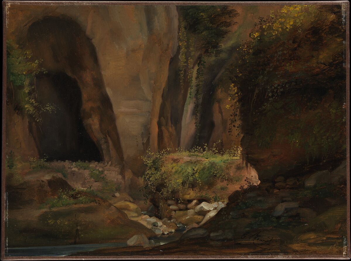 Ravine at Sorrento, Claude Bonnefond (French, Lyons 1796–1860 Lyons), Oil on paper, laid down on canvas 