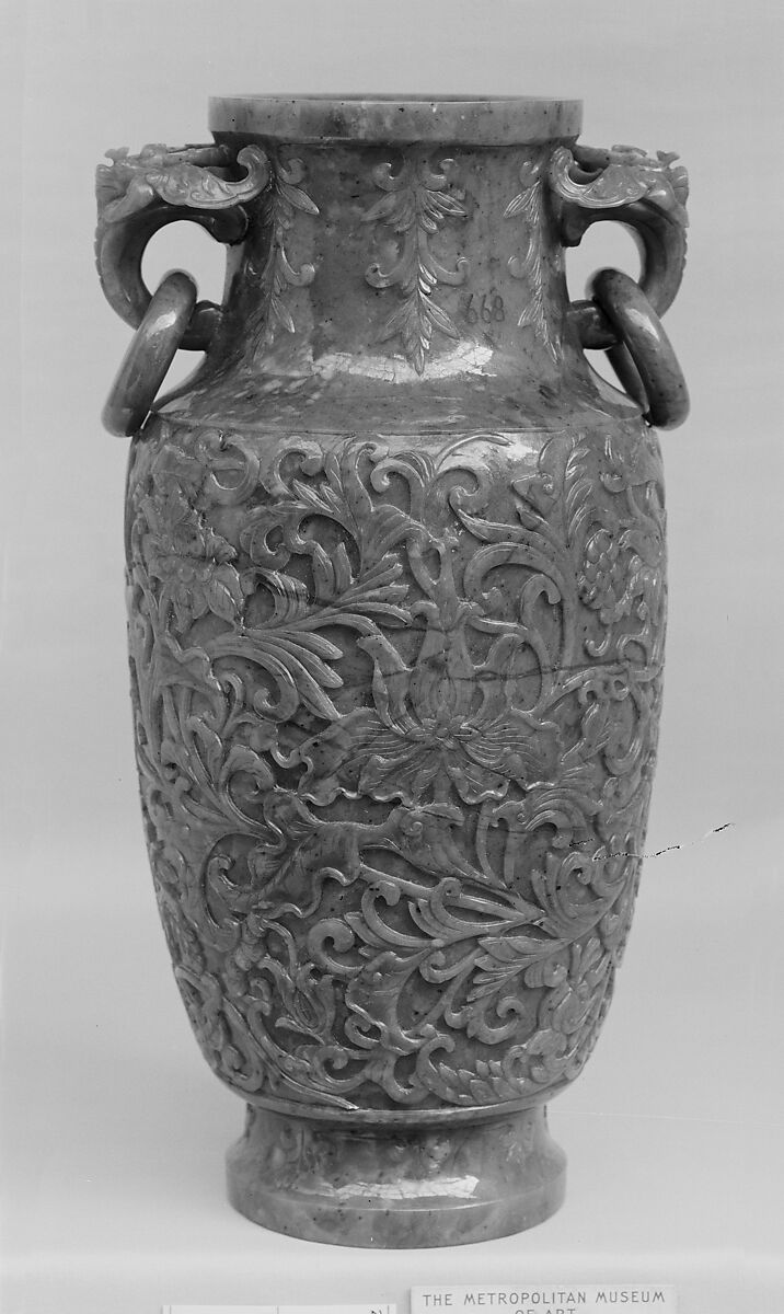 Vase, Nephrite, spinach-green, China 