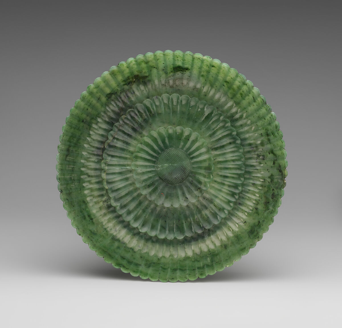 Dish in the shape of a chrysanthemum flower, Jade (nephrite), China 