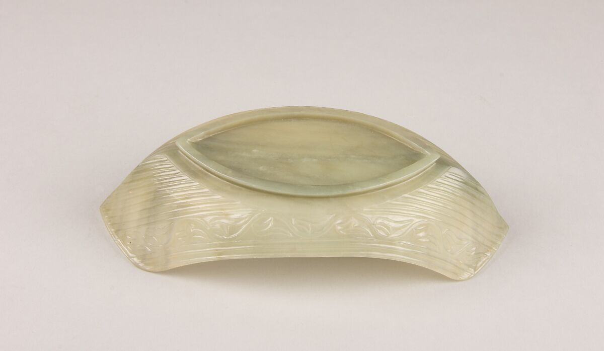 Stand for Wine Cup, Nephrite, very light sage green, China