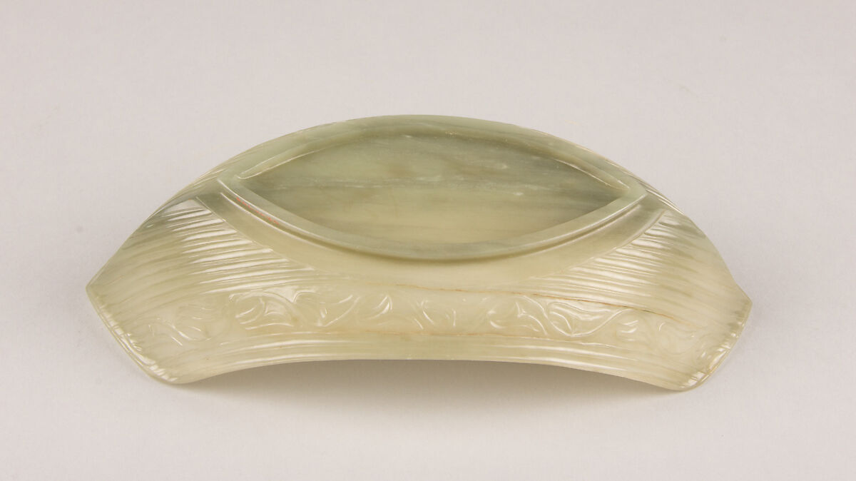 Stand for Wine Cup, Nephrite, very light sage green, China